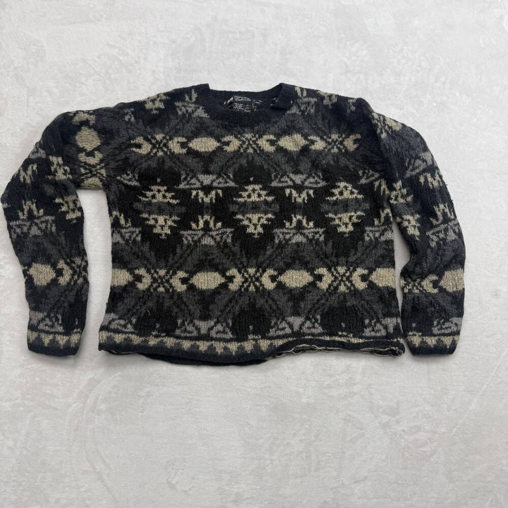 Banana Republic Cabinwear Men's Sweater Black Size L Wool Blend Knit Fair Isle